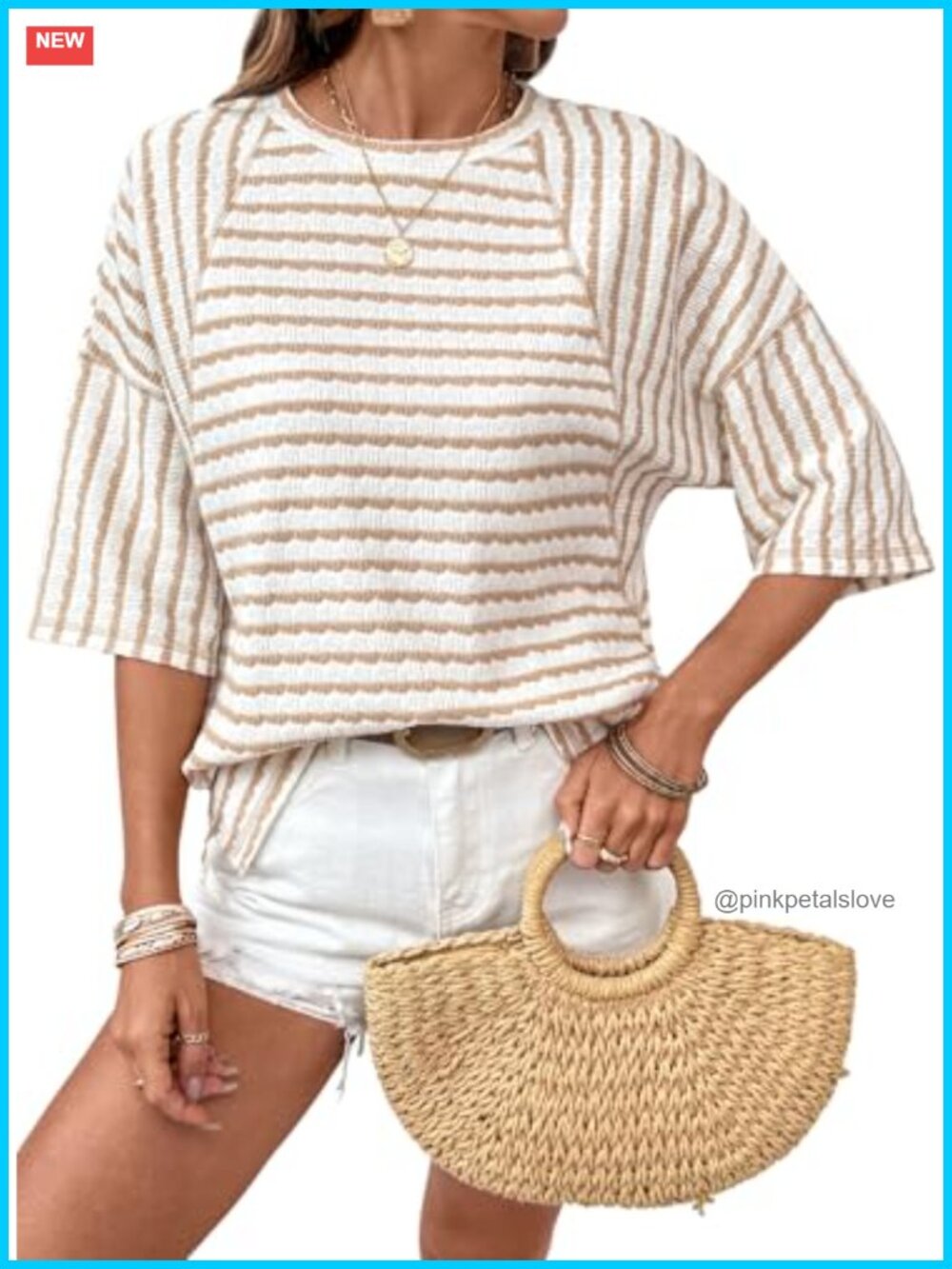 Striped Color Block Oversized Short Sleeve Crewneck T-Shirt